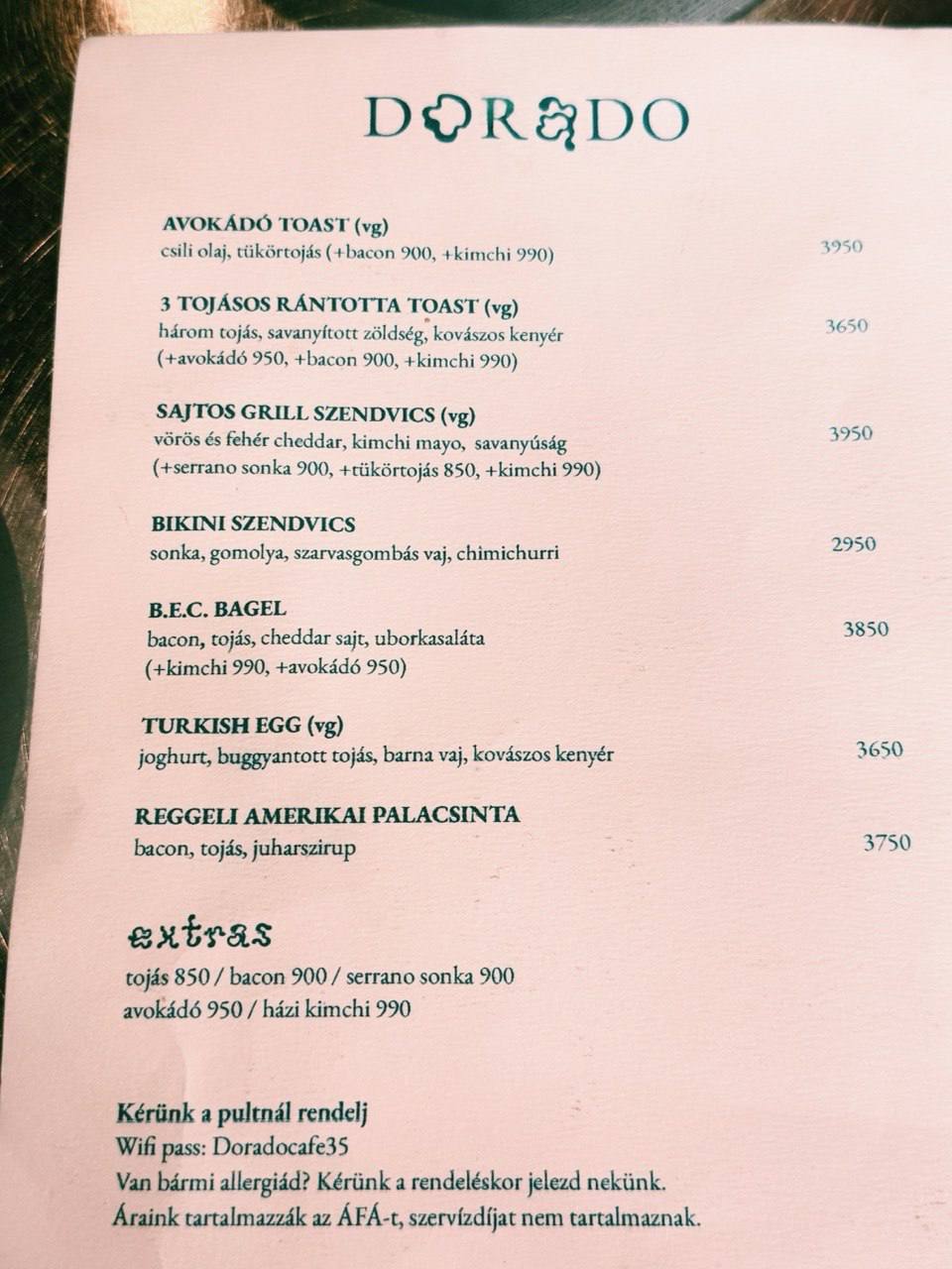 Café Dorado — кофе и меню